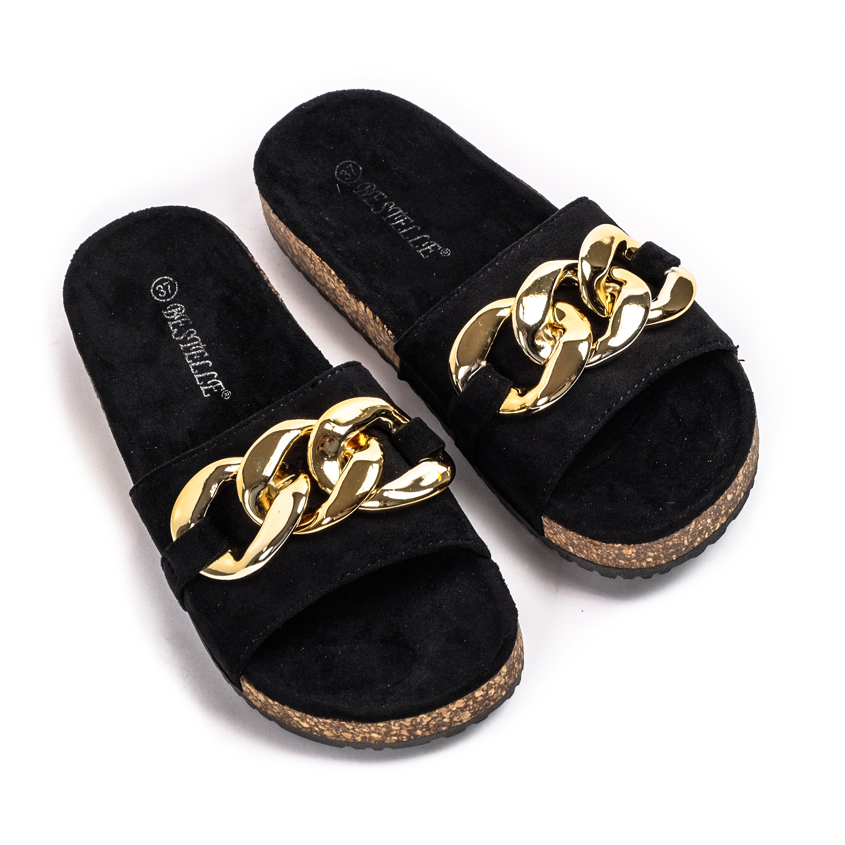 Γυναικείες μαύρες παντόφλες Bestelle φωτογραφία