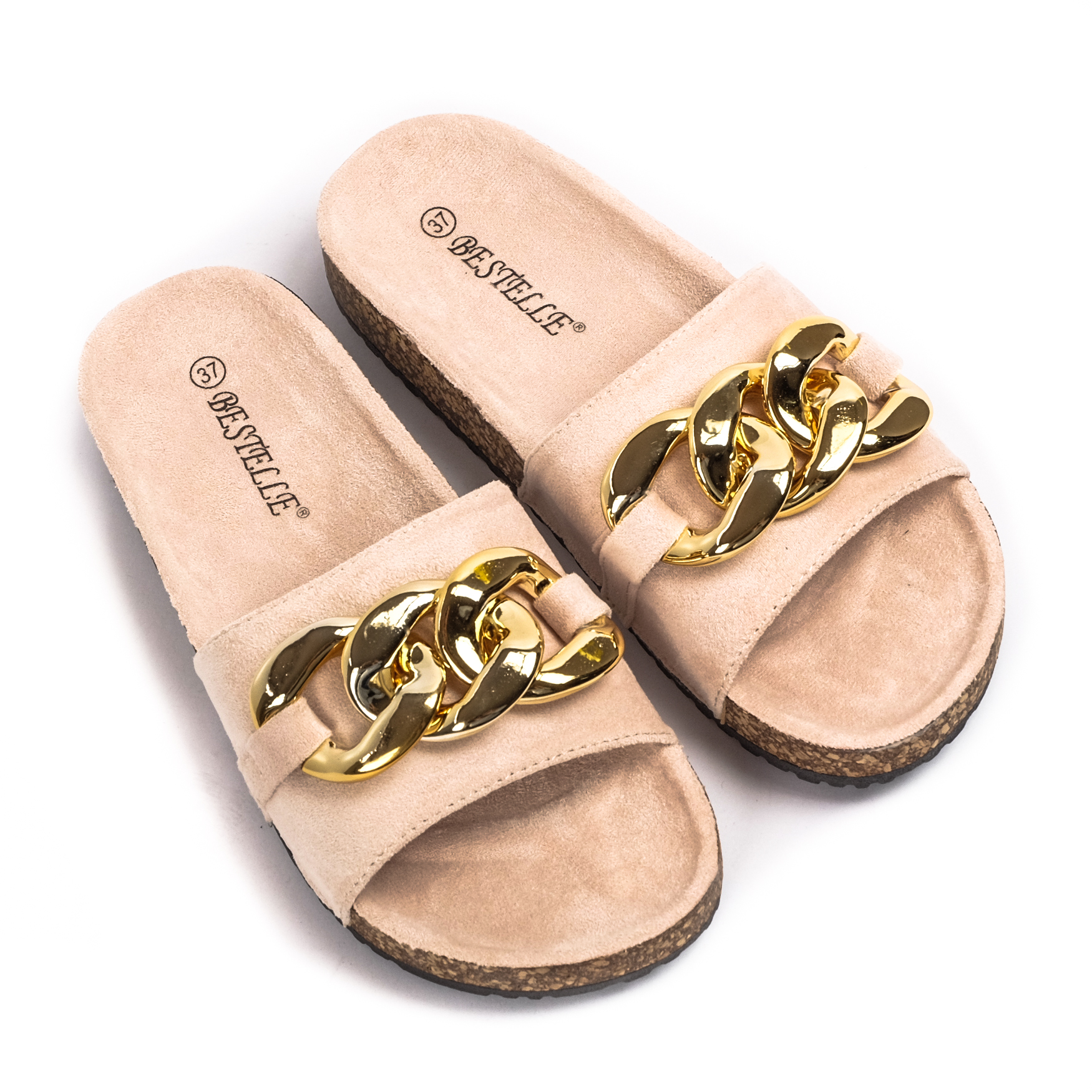 Γυναικείες μπεζ παντόφλες Bestelle φωτογραφία