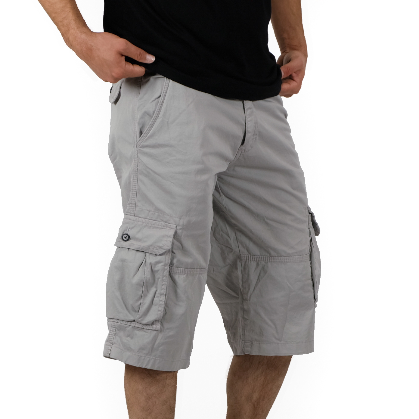 Blackzi Ανδρικό ανοιχτό γκρι βερμούδα Cargo & Big Size 2100 φωτογραφία