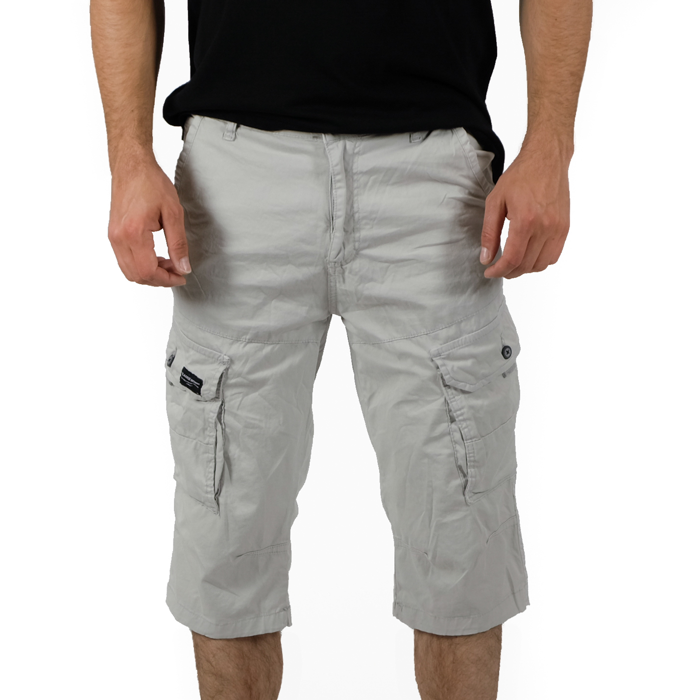 Blackzi Ανδρικό ανοιχτό γκρι βερμούδα Cargo Capri fit 2104 φωτογραφία