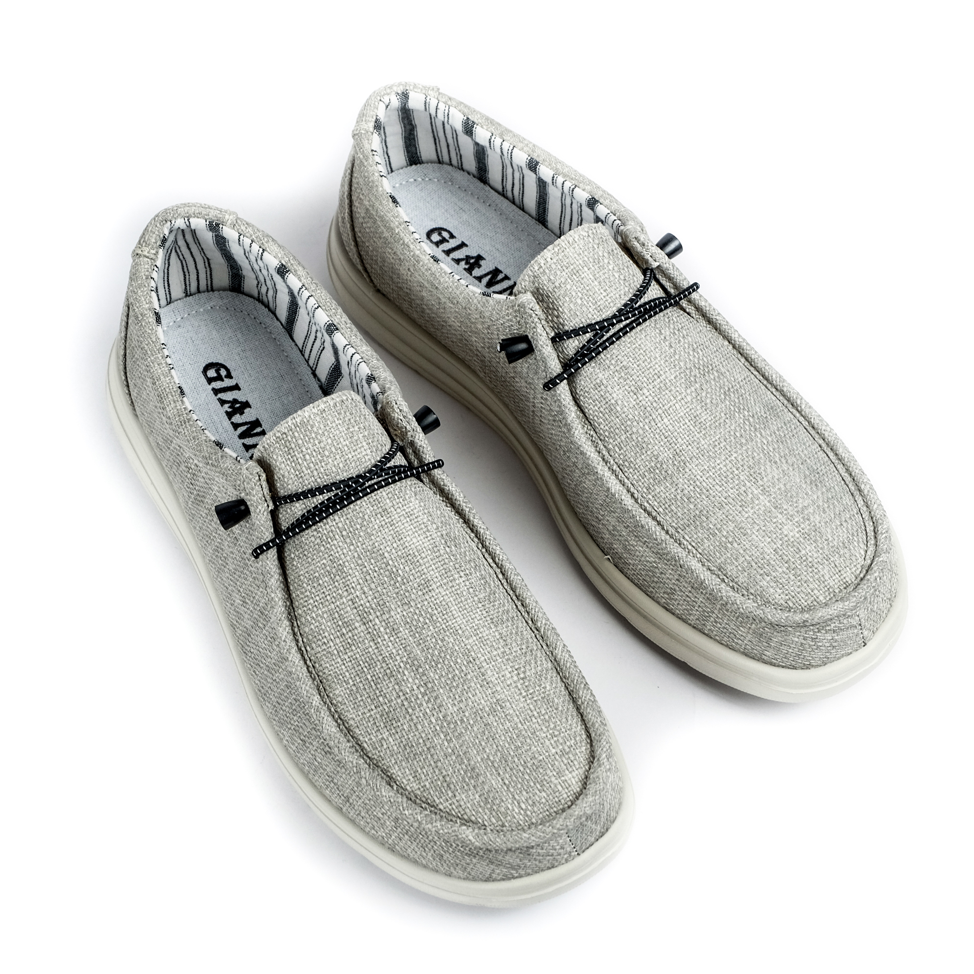 Ανδρικά γκρι-μπεζ πάνινα μοκασίνια Gianni Y165 φωτογραφία