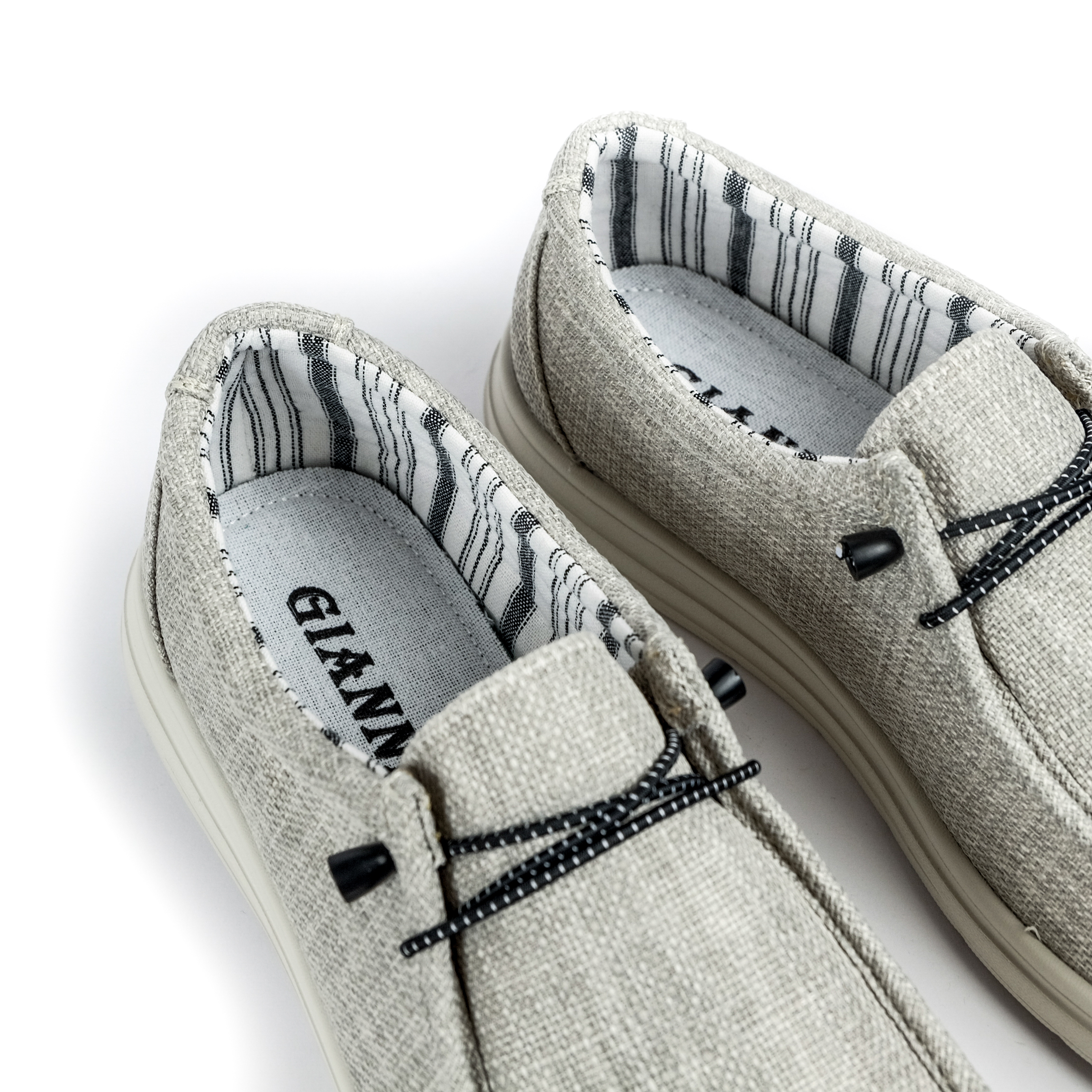 Ανδρικά γκρι-μπεζ πάνινα μοκασίνια Gianni Y165 φωτογραφία