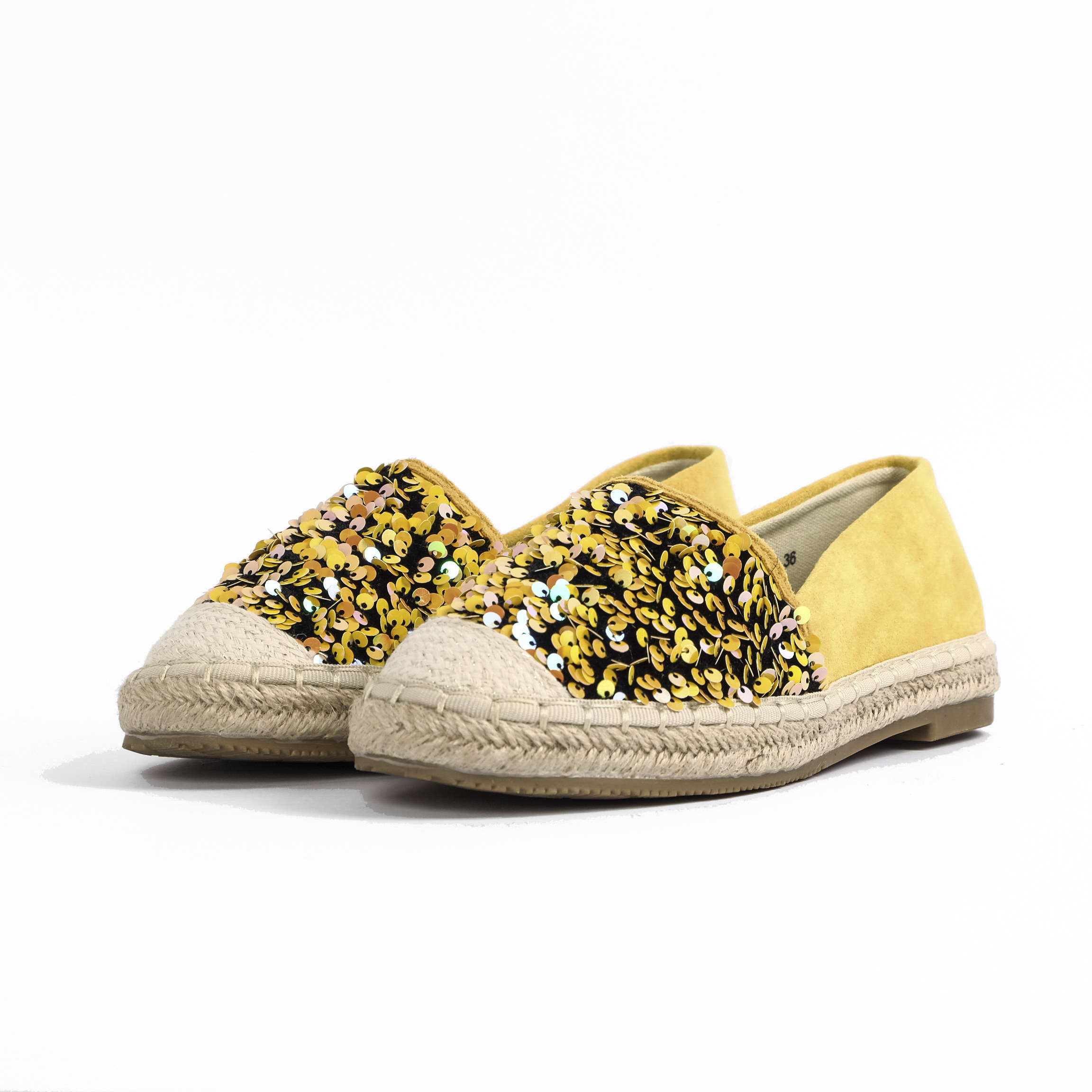 Γυναικείες κίτρινες eσπαντρίγιες με παγιέτες H5-75 φωτογραφία