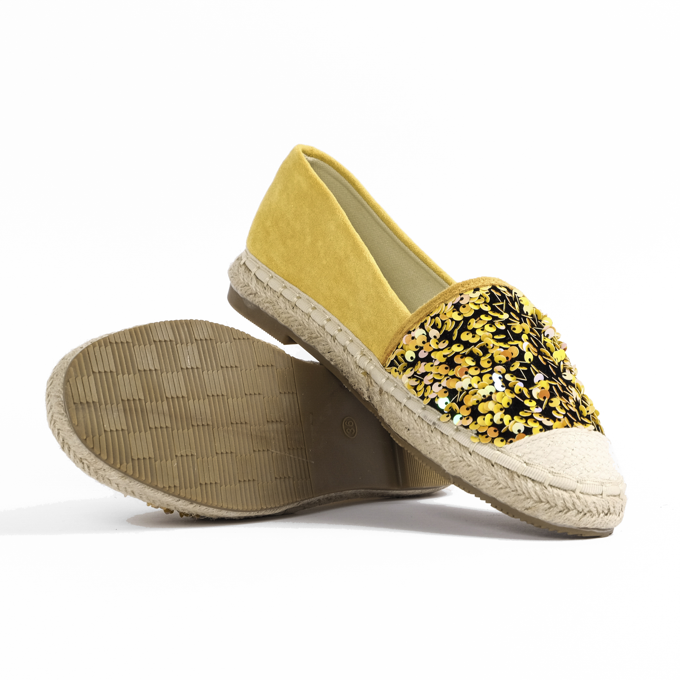 Γυναικείες κίτρινες eσπαντρίγιες με παγιέτες H5-75 φωτογραφία