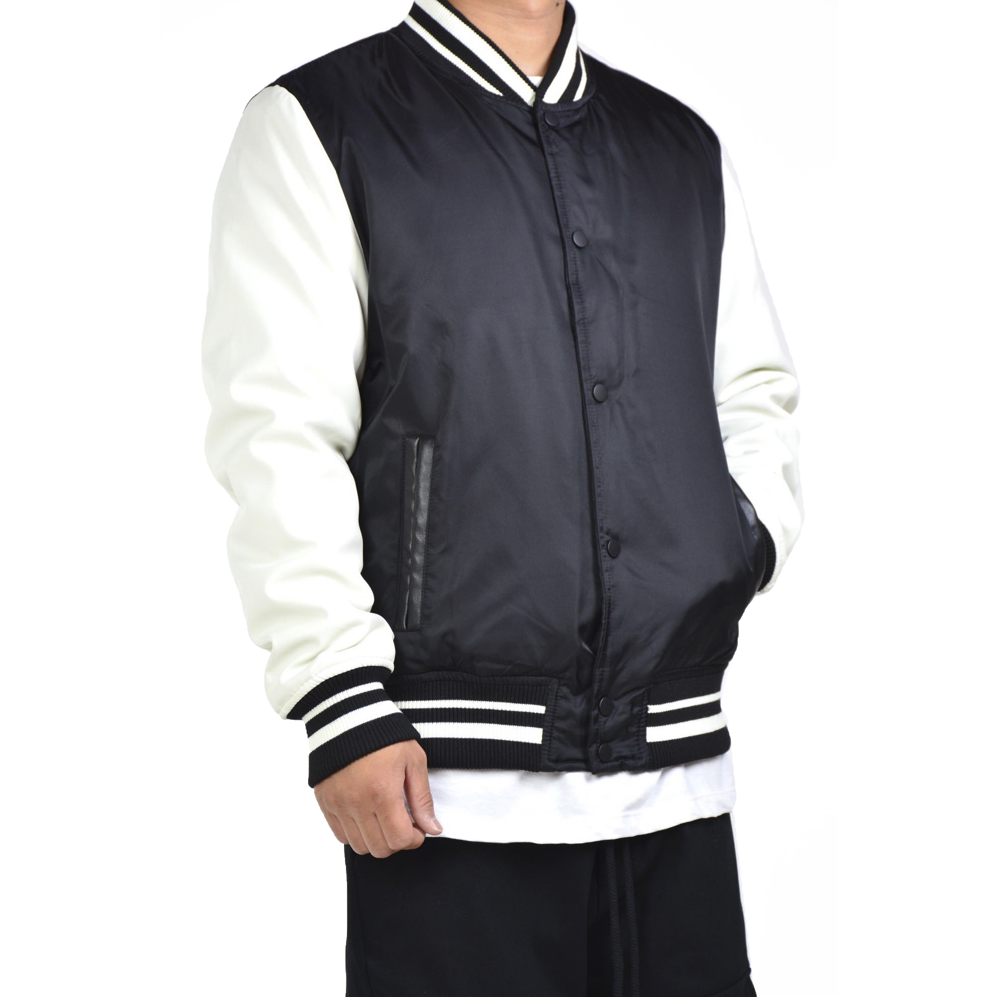 Ανδρικό μαύρο μπουφάν bomber New Brams L929-1068 φωτογραφία