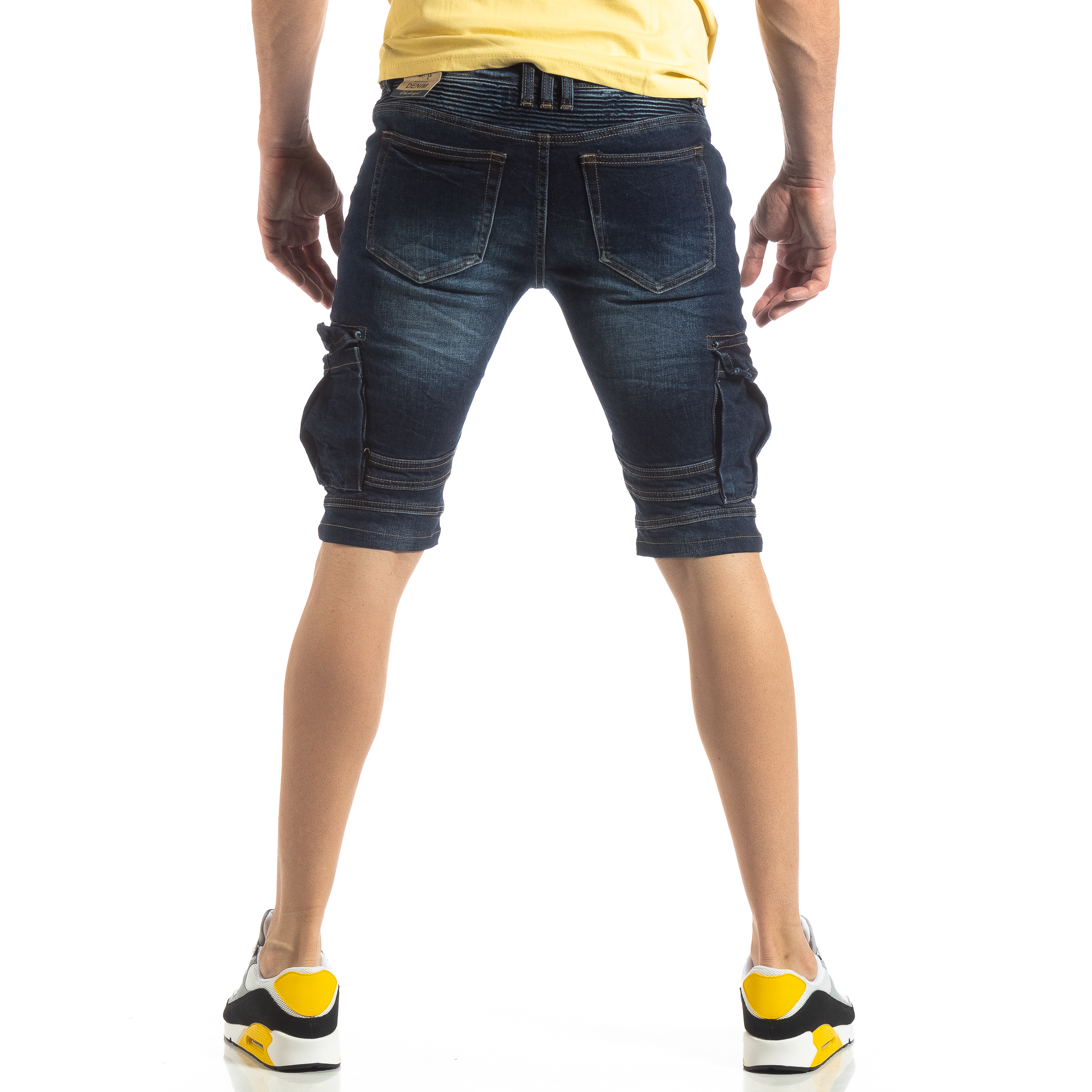 Ανδρική σκούρα μπλε τζιν βερμούδα Biker Enos J-916 φωτογραφία